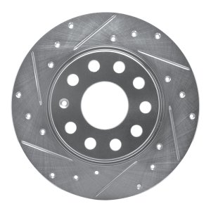 Audi A3 Sportback E-Tron Brake Rotor (1) - Rear Left - R1 Concepts - Drilled & Slotted - Silver - `05-`25